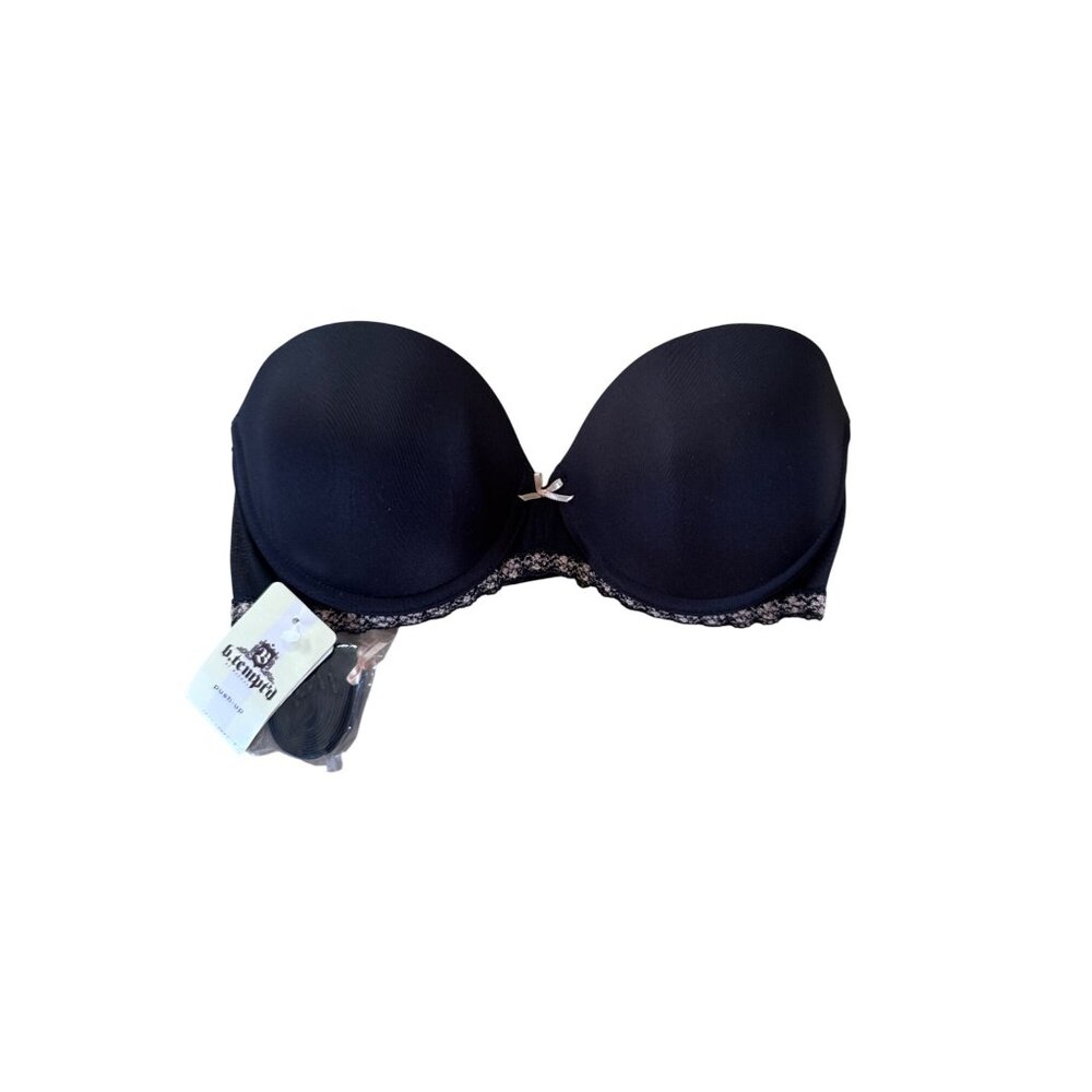 B Temptd Bra Womens 30D Black Push Up Strapless Adjustable